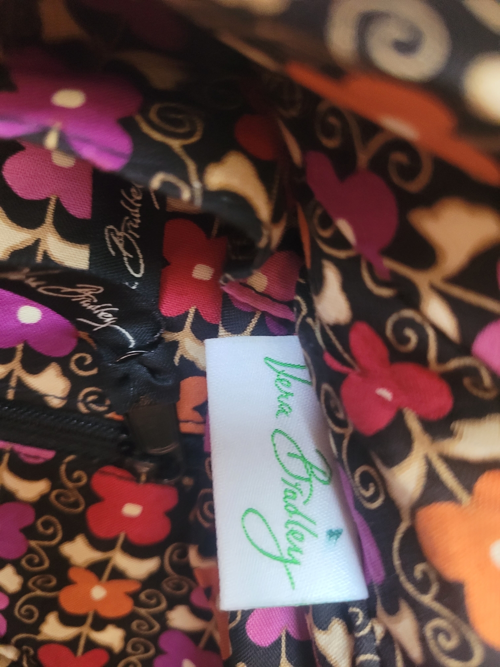 Vera Bradley Floral Tote Lined in Brown, Pink & Orange